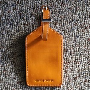 100% Genuine Orange Leather Luggage Tag